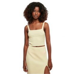 Damska krótka bluzka z dzianiny Urban Classics GT. Żółte bluzki damskie Urban Classics, bez wzorów, z dzianiny, bez kołnierzyka, bez ramiączek. Za 151.00 zł.