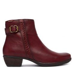 Botki Pikolinos. Czerwone botki damskie Pikolinos, bez obcasa, na słupku, bez zapięcia. Za 759.99 zł.