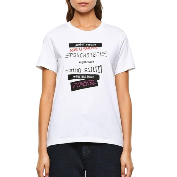 Koszulka turystyczna damska Diesel Sily. Białe bluzki sportowe damskie Diesel, bez wzorów, z bawełny, bez ramiączek. Za 194.70 zł.