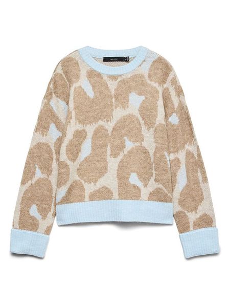 Vero Moda Sweter w kolorze błękitno-beżowym rozmiar: M. Brązowe swetry klasyczne damskie Vero Moda, m, bez kołnierzyka. Za 129.95 zł.