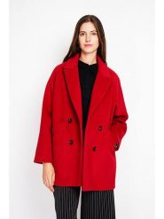 ASSUILI Płaszcz przejściowy w kolorze czerwonym rozmiar: 42. Czerwone płaszcze damskie Assuili, bez wzorów, z wełny, klasyczne. Za 347.99 zł.