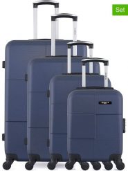 BlueStar 4-częściowy zestaw "Miami" w kolorze granatowym rozmiar: onesize. Niebieskie walizki Bluestar, bez wzorów, z materiału. Za 608.99 zł.
