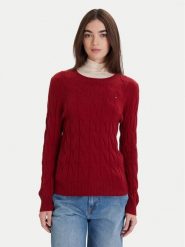 Tommy Hilfiger Sweter WW0WW43586 Czerwony Regular Fit. Czerwone swetry klasyczne damskie Tommy Hilfiger, l, z wełny, bez kołnierzyka. Za 649.99 zł.