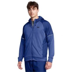 Męska kurtka przeciwdeszczowa z kapturem (Niebieska). Niebieskie kurtki męskie Under Armour, m, bez wzorów, z materiału, z kapturem. Za 410.90 zł.