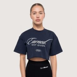 Koszulka damska functional training cropped Earned. Bluzki sportowe damskie GYMBEAM, l, bez wzorów, z bawełny, bez ramiączek. Za 80.90 zł.