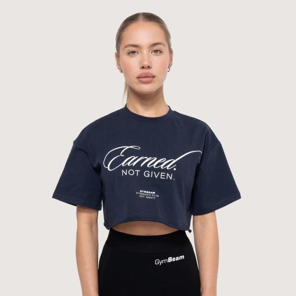 Koszulka damska functional training cropped Earned. Bluzki sportowe damskie GYMBEAM, l, bez wzorów, z bawełny, bez ramiączek. Za 80.90 zł.