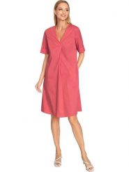 Heine Sukienka w kolorze różowym rozmiar: 42. Różowe sukienki damskie Heine, na co dzień, bez wzorów, bez kołnierzyka, bez ramiączek, midi, proste. Za 87.19 zł.