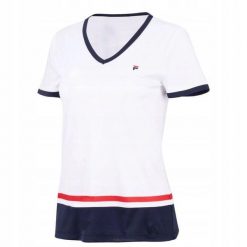 Koszulka tenisowa Fila T-shirt Elisabeth. Białe t-shirty damskie Fila, xs, bez wzorów, z materiału, bez kołnierzyka. Za 142.99 zł.