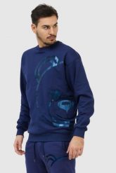 MOSCHINO Granatowa bluza męska z misiem. Niebieskie bluzy bez kaptura męskie MOSCHINO, m, prążkowane. W wyprzedaży za 499.99 zł.