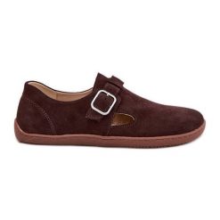 Zamszowe Półbuty Barefoot Damskie Z Klamrą Łaty Zazoo N1261 Czekoladowe brązowe. Brązowe półbuty damskie bez wzorów, z zamszu, bez obcasa. Za 460.29 zł.