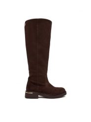 Nine West Kozaki CEO-LB205652-7B Brązowy. Brązowe kozaki damskie Nine West, z materiału, bez obcasa, na płaskiej podeszwie. Za 299.99 zł.