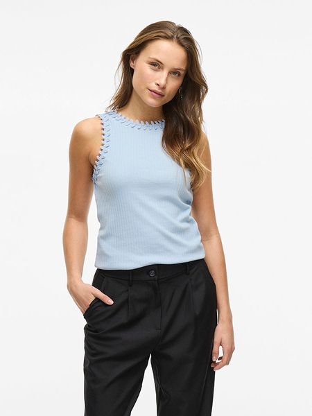 Vila Top w kolorze błękitnym rozmiar: S. Niebieskie topy damskie Vila, s, bez wzorów, bez kołnierzyka. Za 56.53 zł.