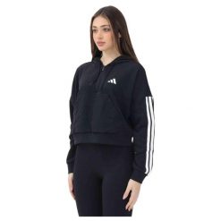 Bluza Adidas Sport W 3S Ft Qz Hd Damskie. Czarne bluzy sportowe damskie Adidas, s, bez wzorów, bez ramiączek, bez kaptura. Za 199.00 zł.