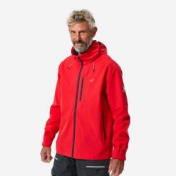 Kurtka żeglarska męska Decathlon Sailing 500. Czerwone kurtki męskie Decathlon, m, bez wzorów, z materiału, sportowe, bez kaptura. Za 199.96 zł.