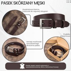 Pasek męski skórzany premium z klasyczną klamrą elegancki ciemnobrązowy 110 cm Paolo Peruzzi PG-09-DBR-110. Brązowe paski męskie bez wzorów, ze skóry, eleganckie. Za 64.00 zł.
