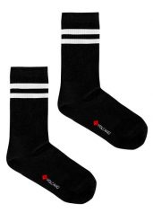 Sportowe skarpety z paskami A-HUGO, dwupak. Czarne skarpetki męskie Volcano, bez wzorów, z bawełny. Za 39.99 zł.