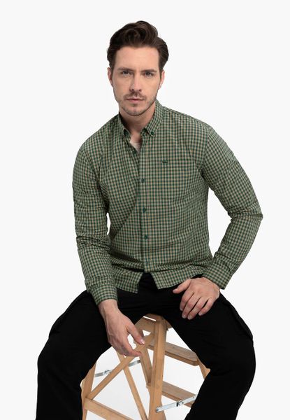 Koszula w kratkę, Slim Fit, K-RUBE. Brązowe koszule męskie Volcano, l, bez wzorów, z bawełny, bez kołnierzyka, bez ramiączek. Za 139.99 zł.