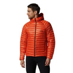Kurtka z kapturem Mountain Hardwear Ghost Whisperer™. Czerwone kurtki męskie MOUNTAIN HARDWEAR, bez wzorów, z puchu, sportowe, z kapturem. Za 1,699.00 zł.