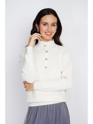 ASSUILI Kaszmirowy sweter w kolorze białym rozmiar: 38. Białe golfy damskie Assuili, z kaszmiru, bez kołnierzyka. Za 130.99 zł.