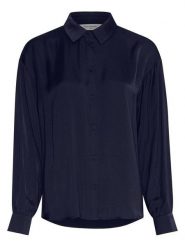 MOSS COPENHAGEN Bluzka "Sandeline" w kolorze granatowym rozmiar: M/L. Niebieskie bluzki damskie MOSS COPENHAGEN, l, bez wzorów, bez kołnierzyka, bez ramiączek. Za 148.61 zł.