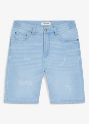 Bermudy jeansowe z elastyczną wstawką w talii, regular fit. Niebieskie szorty męskie bonprix, bez wzorów, z jeansu. Za 114.99 zł.