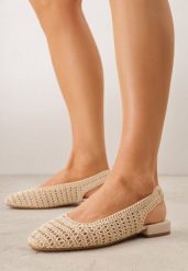 Beżowe Szydełkowe Balerinki VICES z Odkrytą Piętą Jilryss. Brązowe baleriny damskie Born2be, bez wzorów, bez obcasa. Za 99.99 zł.