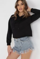Czarna Bluza Antele. Czarne bluzy z kapturem damskie Born2be, xl, z jeansu. Za 49.99 zł.
