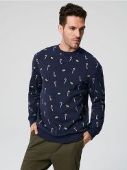 Bluza świąteczna - granatowy. Niebieskie bluzy bez kaptura męskie Sinsay, l. Za 39.99 zł.