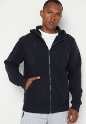 Granatowa Bluza z Kapturem i Suwakiem Azadah. Niebieskie bluzy z kapturem męskie Born2be, m, z dresówki. Za 84.99 zł.