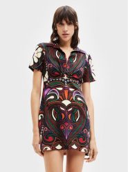 Desigual Sukienka codzienna Celia 22WWVW19 Kolorowy Regular Fit. Sukienki damskie Desigual, na co dzień, l, bez wzorów, z bawełny, bez kołnierzyka, bez ramiączek, proste. Za 229.99 zł.