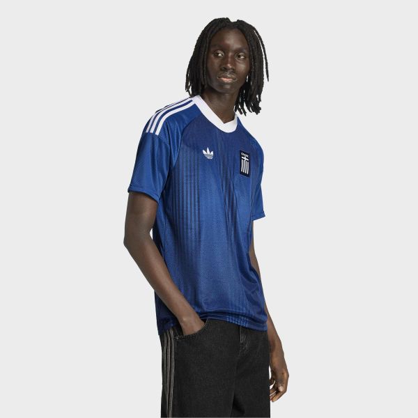 Koszulka wyjazdowa Grecja 26. Niebieskie t-shirty sportowe męskie Adidas, l, z dzianiny, bez ramiączek, do piłki nożnej, climacool (adidas). Za 439.00 zł.