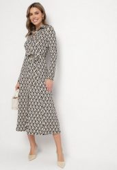 Czarna Sukienka Koszulowa z Wiskozą i Paskiem w Geometryczny Wzór Erilvessa. Czarne sukienki damskie Born2be, na co dzień, l, bez wzorów, z wiskozy, eleganckie, bez kołnierzyka, bez ramiączek, midi, koszulowe. W wyprzedaży za 159.99 zł.