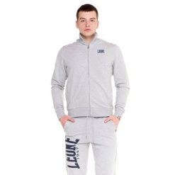 Bluza z zamek błyskawiczny na siłownia na czas wolny. Szare bluzy bez kaptura męskie LEONE 1947 APPAREL, bez wzorów, z bawełny, sportowe, bez kołnierzyka, bez ramiączek. W wyprzedaży za 149.08 zł.