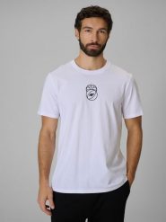 4F T-shirt regular z nadrukiem męski - biały XL. Białe t-shirty męskie 4f, m, bez wzorów, z bawełny, bez kołnierzyka. Za 59.99 zł.