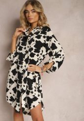 Biało-Czarna Sukienka o Koszulowym Fasonie Midi Iridesse. Białe sukienki damskie Renee, na lato, plus size, bez wzorów, bez kołnierzyka, plus size, bez ramiączek, midi, koszulowe. W wyprzedaży za 48.99 zł.