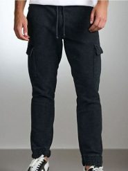 Spodnie tapered fit cargo - niebieski. Niebieskie spodnie materiałowe męskie Sinsay, bez wzorów. Za 69.99 zł.