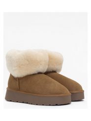 NICEBAY Skórzane botki zimowe "Freya" w kolorze jasnobrązowym rozmiar: 40. Brązowe botki damskie Nicebay, na zimę, z materiału, bez obcasa, bez zapięcia. Za 217.99 zł.