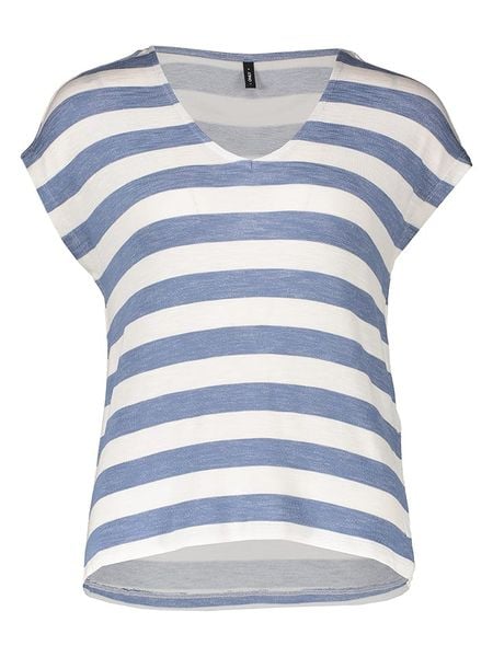 ONLY Koszulka w kolorze błękitno-białym rozmiar: XL. Białe bluzki damskie Only, xl, bez wzorów, bez kołnierzyka, bez ramiączek. Za 61.89 zł.