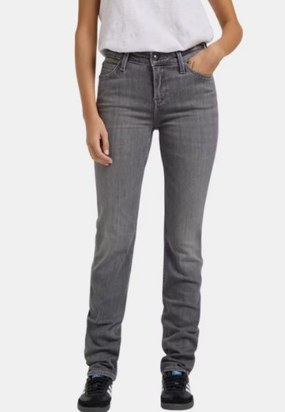 DAMSKIE SPODNIE LEE MARION STRAIGHT AGED SILVER 112363542. Szare spodnie materiałowe damskie Lee, bez wzorów, z jeansu. Za 219.99 zł.