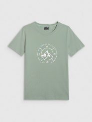 4F Koszulka w kolorze zielonym rozmiar: XXL. Zielone bluzki damskie 4f, xxl, bez wzorów, z bawełny, bez kołnierzyka, bez ramiączek. Za 56.66 zł.