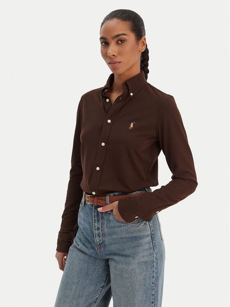Polo Ralph Lauren Koszula 211924258501 Brązowy Slim Fit. Brązowe koszule damskie Polo Ralph Lauren, xs, bez wzorów, z bawełny, bez kołnierzyka, bez ramiączek. Za 689.99 zł.