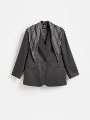 Marynarka z chustą - ciemnoszary. Szare marynarki i żakiety damskie Reserved, l, bez wzorów, z tkaniny. Za 249.99 zł.