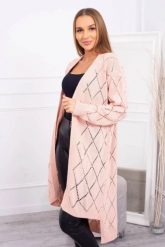 Sweter z geometrycznym wzorem pudrowy róż. Czerwone swetry klasyczne damskie KESI, l, z wełny, bez kołnierzyka, plus size. Za 158.92 zł.