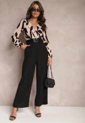 Czarno-Różowy Długi Kombinezon z Kontrastową Górą i Pasem w Talii Bintia. Czarne kombinezony damskie Renee, l, bez wzorów, eleganckie, bez kołnierzyka, bez ramiączek, długie. Za 119.99 zł.
