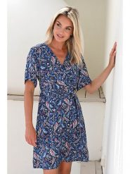 Bleu d'Azur Sukienka "Joko" w kolorze granatowym rozmiar: 44. Niebieskie sukienki damskie Bleu d'Azur, w ażurowe wzory, z tkaniny, klasyczne, bez kołnierzyka, bez ramiączek, mini. Za 131.43 zł.
