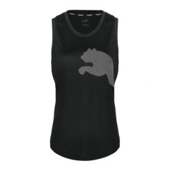 Koszulka damska PUMA Train All Day Big Cat Tank. Czarne bluzki sportowe damskie Puma, xs, bez kołnierzyka, bez ramiączek. Za 94.99 zł.