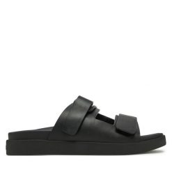 Sandały Calvin Klein. Czarne sandały damskie CALVIN KLEIN, bez wzorów, bez obcasa, na płaskiej podeszwie. Za 339.99 zł.