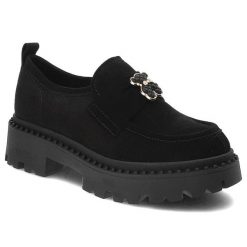 Czarne Półbuty Chebello Damskie Eleganckie Obuwie. Czarne półbuty damskie CheBello, bez wzorów, ze skóry, biznesowe, bez obcasa. Za 499.00 zł.
