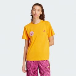 Koszulka adidas x FARM Graphic. Brązowe bluzki damskie Adidas, s, bez wzorów, bez ramiączek. Za 159.00 zł.