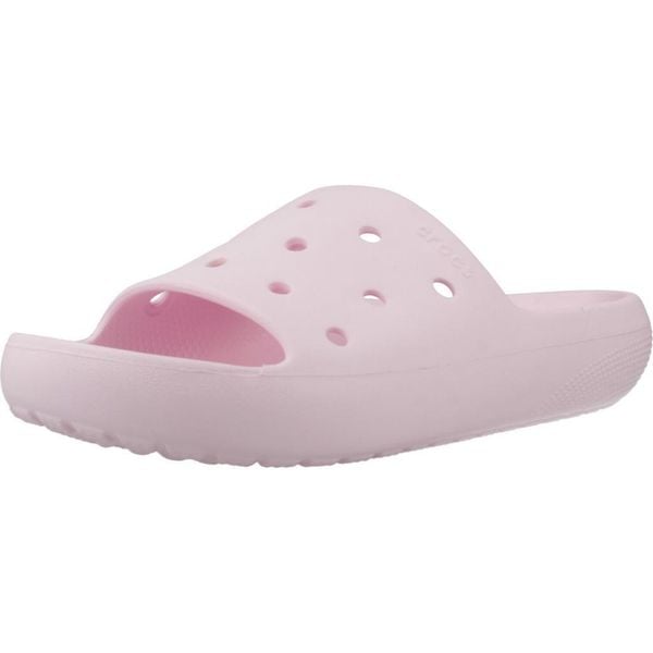 Klapki Crocs Model Classic Slide V2 Kolor Rose. Czerwone klapki damskie Crocs, bez wzorów, z gumy, bez obcasa. Za 97.99 zł.